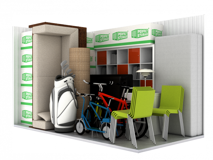 Storage unit - chairs, bicycle, bookcase, boxes